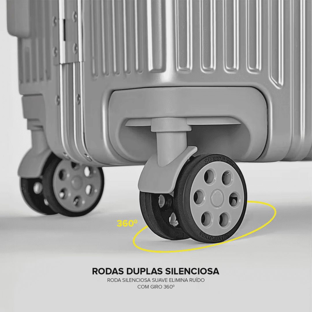 Mala De Viagem Grande 32kg Policarbonato Abs Noruega Maloa Prata